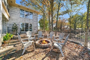 Patio fire pit for those cozy camp fire experiences. Firewood is provided for our guests. 