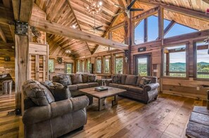 Indoors, Hardwood, Stained Wood, Ceiling Fan, Furniture