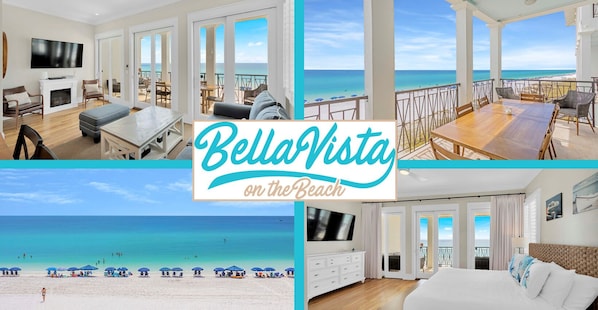 This Beachfront, Remodeled, Fully-stocked Home has HUGE views of the beach and Gulf of Mexico. 5 Bedrooms and 4 Bathrooms provides plenty of space for your whole group!