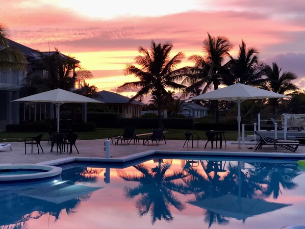 Sunset overlooking pool!