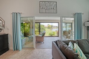 Living room facing outside waterfront