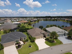 House in the middle of aerial drone view