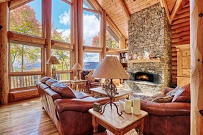 Living room - main level, wood burning fireplace