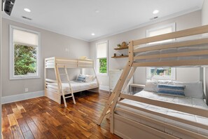 Upper Level bunk room with two twin over full bunks, perfect for the kids sleepovers. 