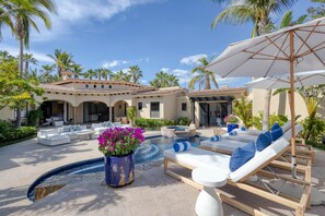 The lovely backyard pool area.