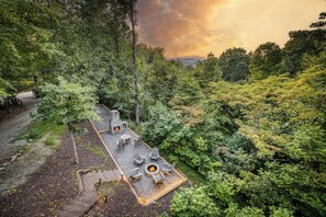 View from the deck overlooking the fire pit area.