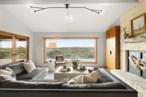 Main house, living room views overlooking the Hill Country