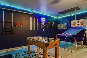 Gameroom with loads of things to do to keep the kids busy!