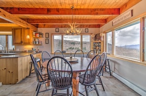Dining room. Main floor. Dining table sits 8 people.