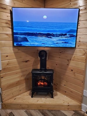 60 inch TV Roku with electric fireplace