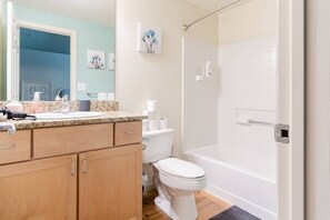Bathroom #1 (Green Bathroom) Full bathroom with hair dryer