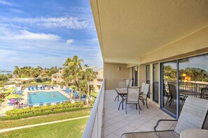 Oceanfront balcony with view of the pool