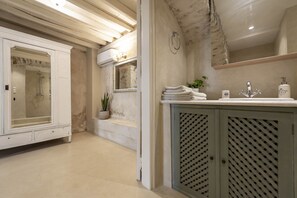 the bathroom and the wardrobe 
