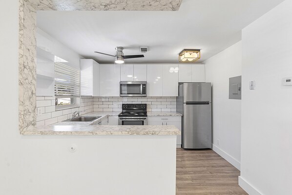 Fully equipped kitchen.  Ready to cook your first meal Day 1!