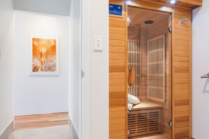 Warm up after a beach walk with a session in your own private infrared sauna.