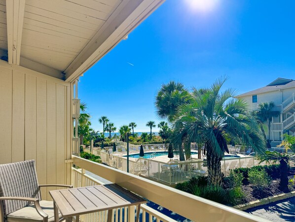 Balcony with Pool and Partial Ocean View