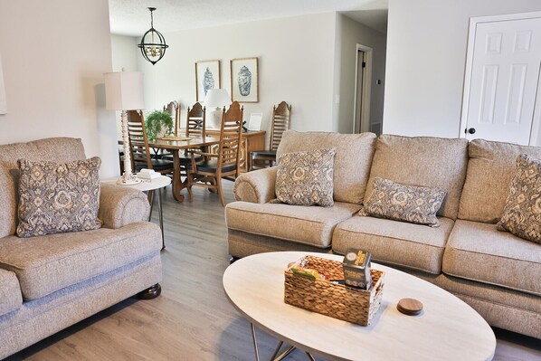 Popular open concept between the living and dining rooms.