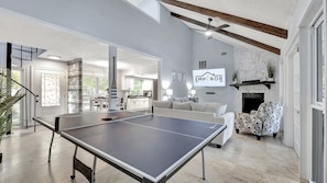 Unleash your competitive spirit in our entertainment area, featuring a thrilling ping pong table.