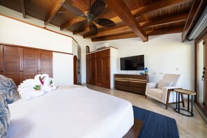 Wake up to ocean views from this elegant master bedroom retreat.