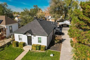 An aerial view of the home