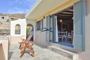 The front veranda and the living room