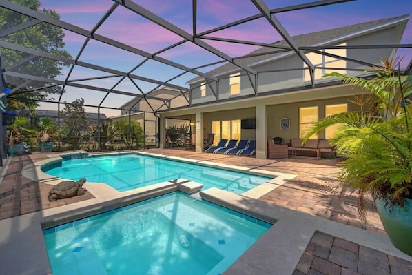 Florida sunset at the pool.