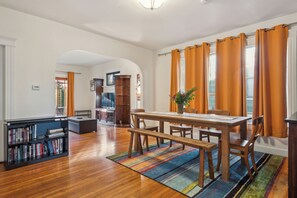 Dining room, facing towards the living room.