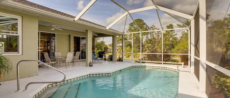 North Port Vacation Rental | 3BR | 2BA | 1 Step Required | 1,900 Sq Ft