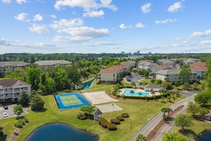 Pool, volleyball and tennis courts