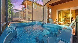 This private space invites you to enjoy your spa in the evening