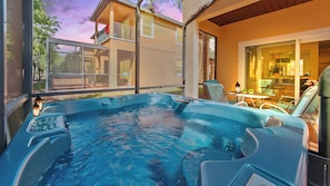 This private space invites you to enjoy your spa in the evening