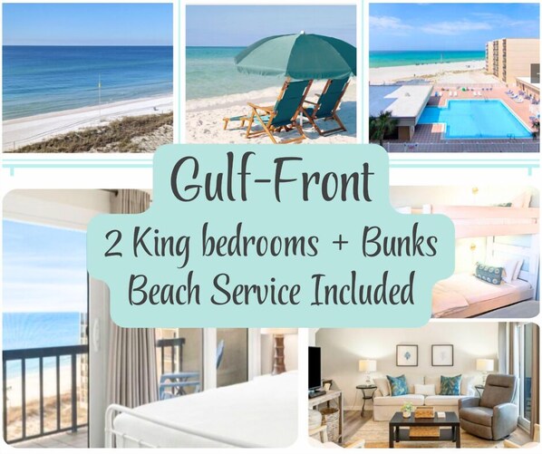 This beautiful gulf front unit comes to you with included beach services for your enjoyment!