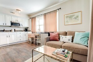 Living room and kitchenette.