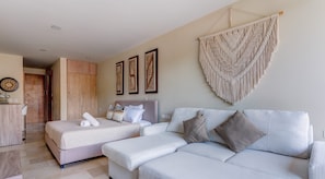 The sofa for lounging at home watching TV or for a sleep space