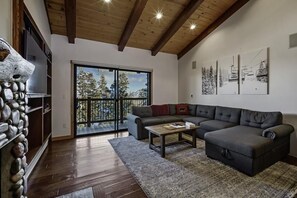 Enjoy a fire and a movie, with everyone on couch