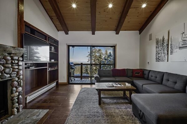 Large sectional sofa in this updated vacation home