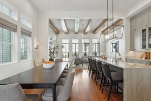 Open-concept dining and living areas