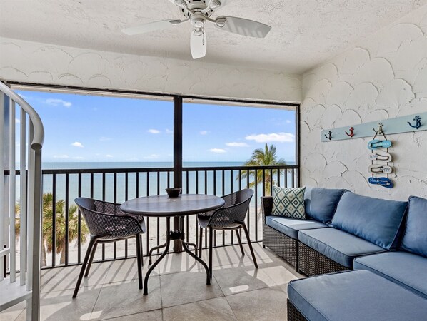Gulf front Lanai with incredible views of beach