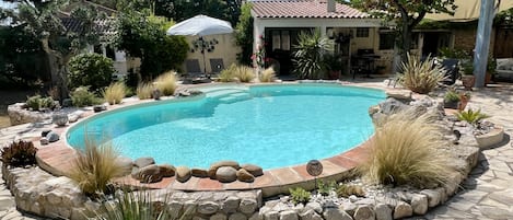 Landscaped pool area