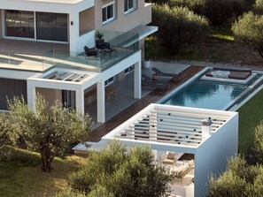 Bird's Eye View from the outdoor pool surroundings.