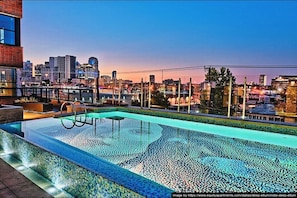 Mural-styled rooftop pool
