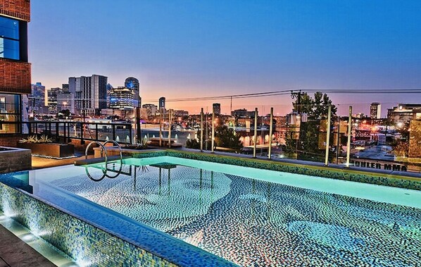 Mural-styled rooftop pool