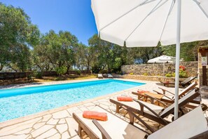 Private pool, terrace, and garden
