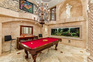 Billiards table w/ incredible architecture & built in aquarium tank