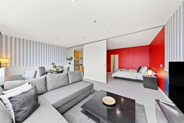 *A tastefully furnished living area. (Wardrobe will be unavailable for guests as it will be locked with owner's personal stuff)