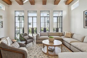 Spacious living room with Smart TV
