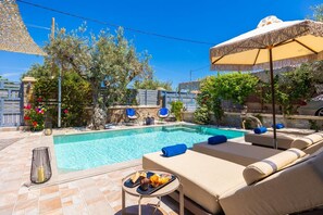 Private pool, terrace, and garden