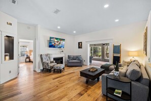 Family room with fireplace