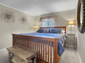King size bed in master bedroom