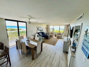 Living room and dining room